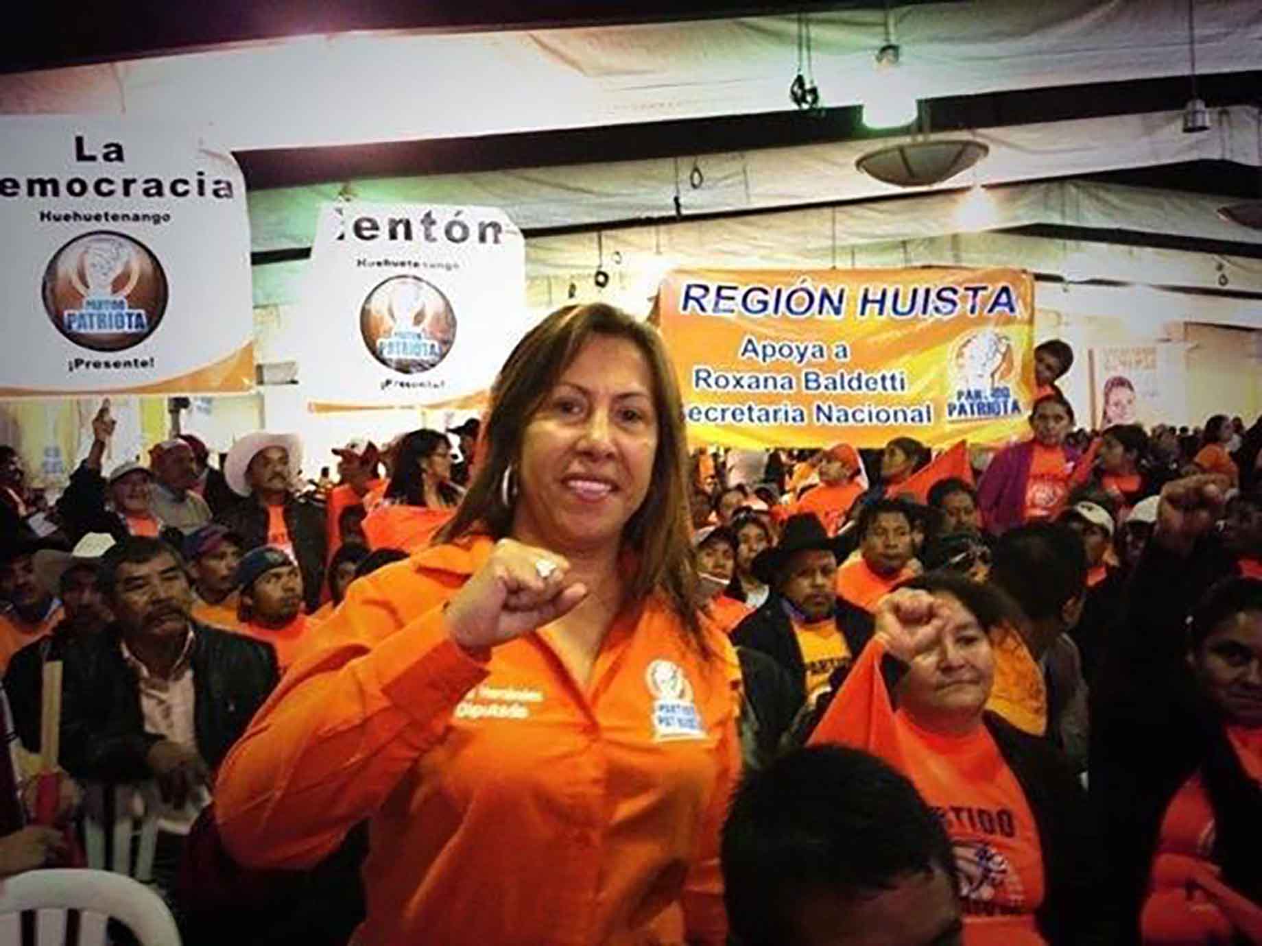 Hernández en un mitin de campaña del Partido Patriota en 2011 en La Democracia, Huehuetenango. Foto: Facebook Sofía Hernández